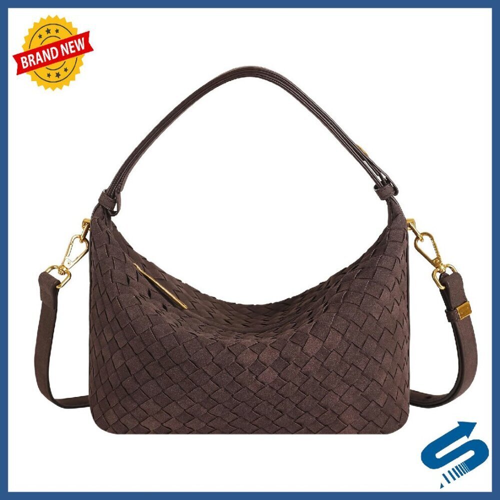 Small Vegan Leather Woven Tote Bag with Adjustable Straps
